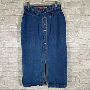 Vintage no excuses Blue pleated Denim Button-Front Skirt size 11/12